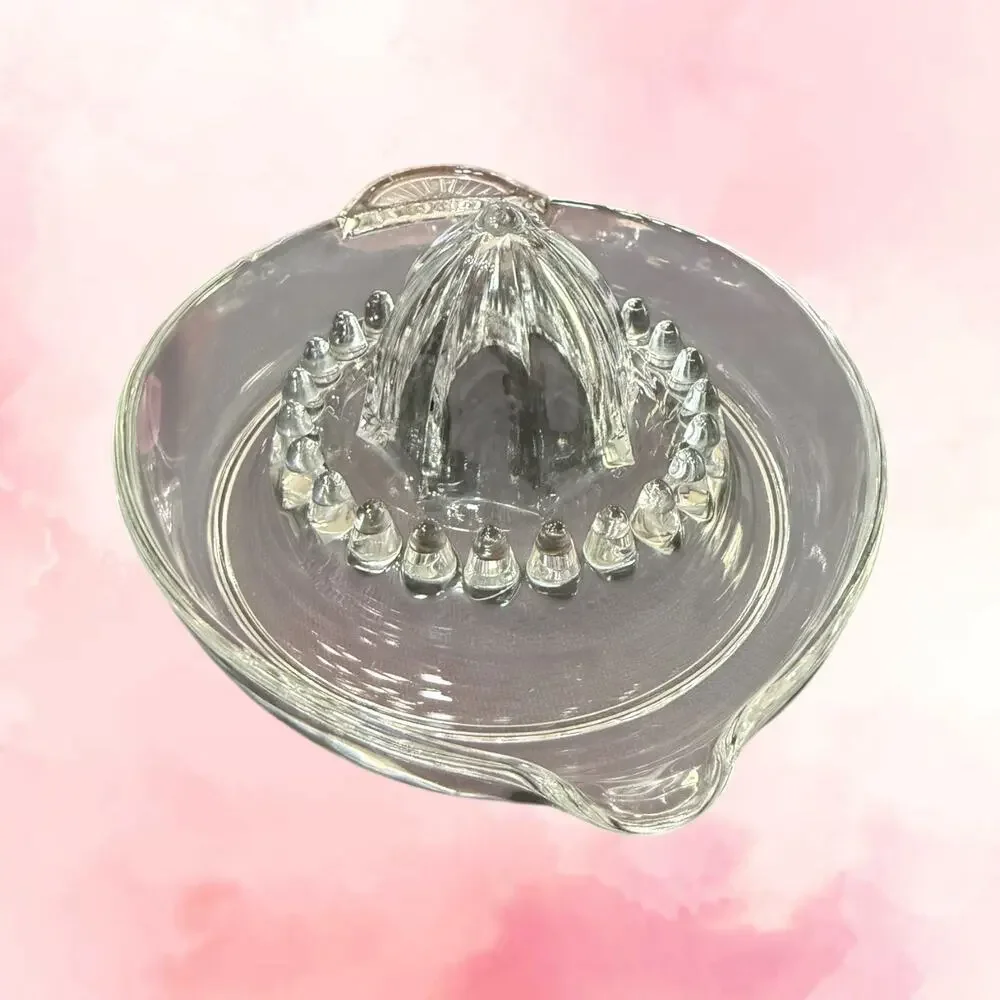 Vintage Made in Italy Glass Citrus Juicer Reamer Seed Dam Hobnail Retro Kitchen